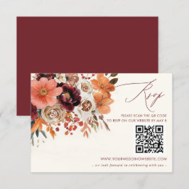 Burgundy Orange Hochzeit im Herbst QR CODE RSVP Karte
