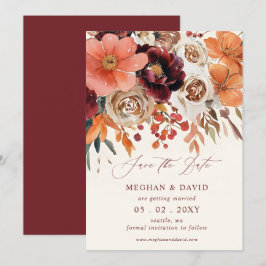 Burgundy Orange Hochzeit im Herbst Save The Date