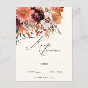 Burgundy Orange Hochzeit im Herbst UAWG Postkarte