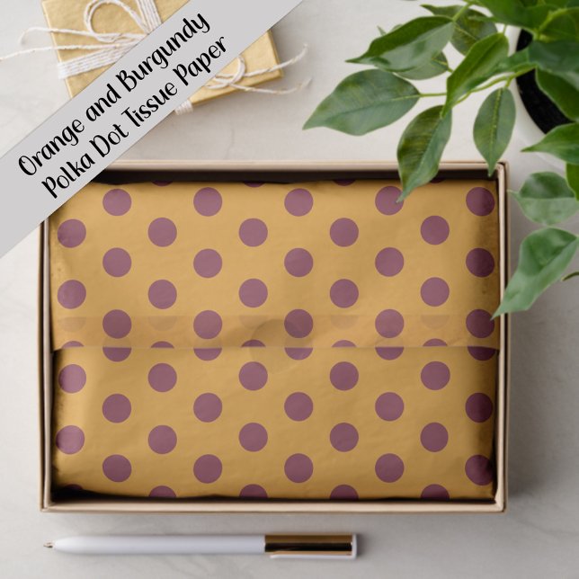 Burgundy Orange Polka Dot Seidenpapier (Orange and burgundy polka dot tissue paper)