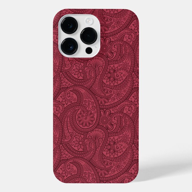 Burgundy Paisley iPhone 14 Pro Max Hülle (Rückseite)