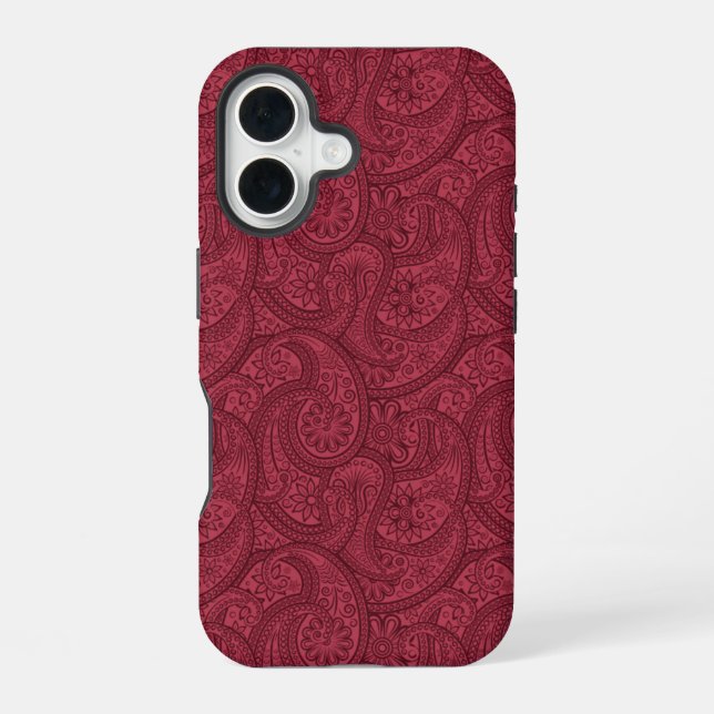 Burgundy Paisley iPhone 16 Hülle (Rückseite)