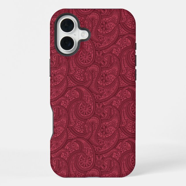 Burgundy Paisley iPhone 16 Plus Hülle (Rückseite)