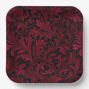 Burgundy Paisley Wedding Pappteller