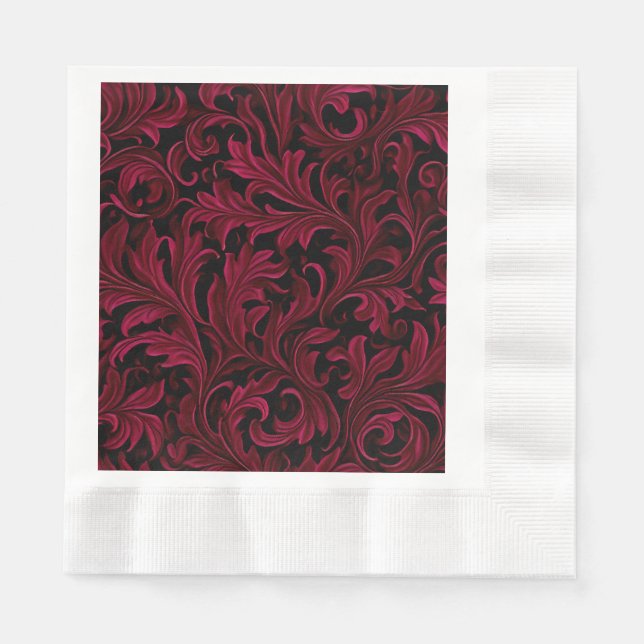 Burgundy Paisley Wedding Serviette (Vorderseite)