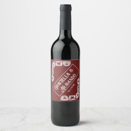 Burgundy Papel Picado Wedding Wine Label Weinetikett