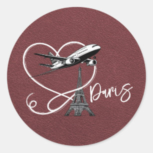 Burgundy Paris Passport Runder Aufkleber
