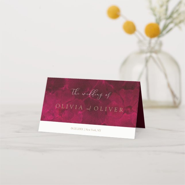 Burgundy Passion Wedding Platzkarte (Vorderseite)