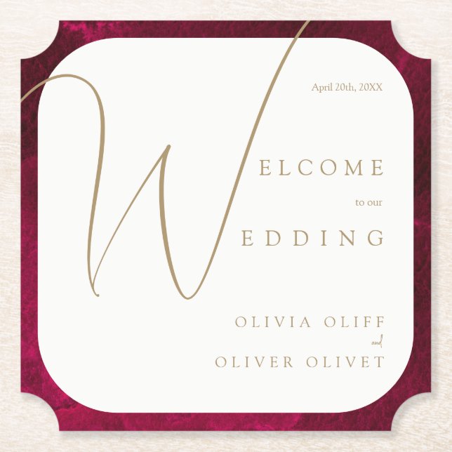 Burgundy Passion Wedding Untersetzer (Vorderseite)
