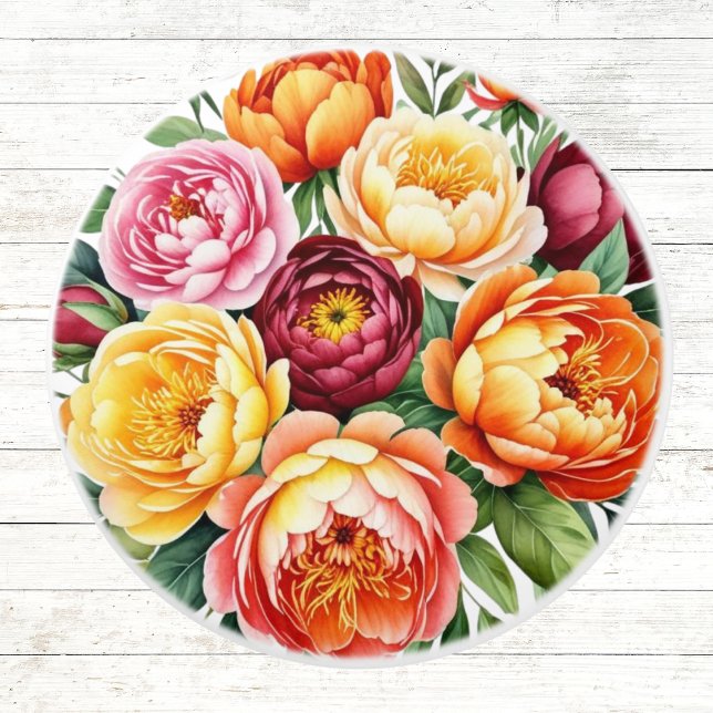 Burgundy Peach Blume Pink Peony Floral Muster Keramikknauf (Von Creator hochgeladen)