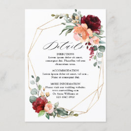 Burgundy Peach Coral Orange Eukalyptus Wedding Begleitkarte