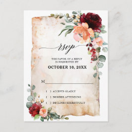 Burgundy Peach Coral Pink Roses Eukalyptus UAWG Postkarte