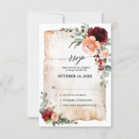 Burgundy Peach Coral Pink Roses Eukalyptus UAWG