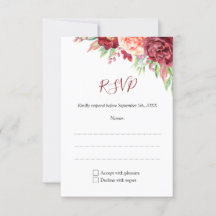 Burgundy Peach Rose Wasserfarben Blumenzehen