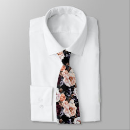 Burgundy Peonies Floral Pattern Krawatte