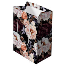 Burgundy Peonies Floral Pattern