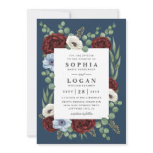 Burgundy Peony Dusty Blue Anemone Blumenhochzeit