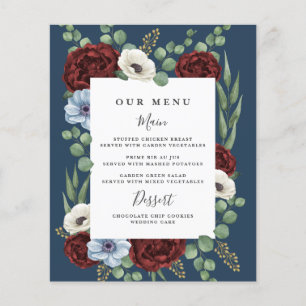 Burgundy Peony Dusty Blue Navy Mariage Cartes de m