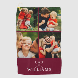 Burgundy Personalisiert Name Foto Collage Golfhandtuch