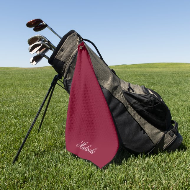 Burgundy Personalized Golf Towel with Custom Name Golfhandtuch (Gras)
