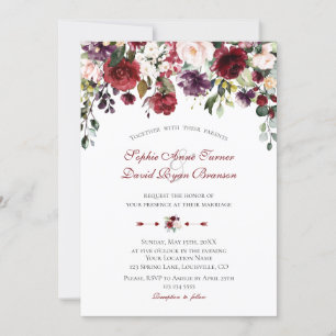 Burgundy Pflaume Blush Blume Hochzeit Einladung