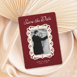 Burgundy photo retro lace  save the date<br><div class="desc">It is a wedding save the date</div>