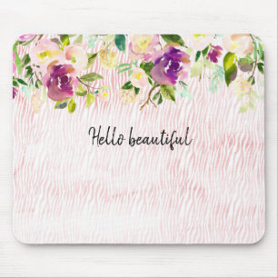 Burgundy Pink Aquarell Blumentierdruckerei Mousepad