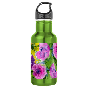 Burgundy Pink Blumengarten Hochzeit neu geplant Edelstahlflasche