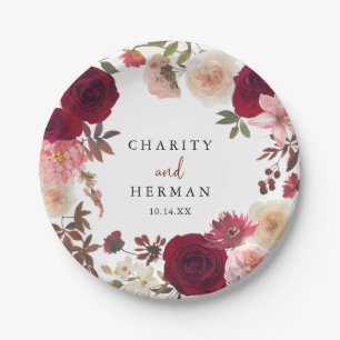 Burgundy Pink Blush Blumenkuchen Pappteller