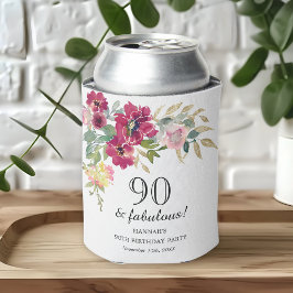 Burgundy Pink Floral 90. Geburtstag Dosenkühler