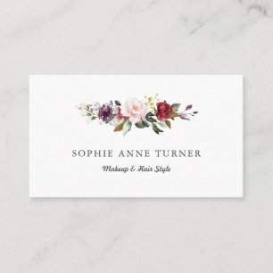 Burgundy Pink Floral Beruflich Makeust Artist Visitenkarte