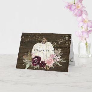Burgundy Pink Floral Gold Stars Pumpkin Vielen Dan Karte