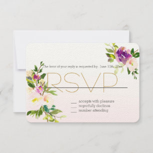 Burgundy Pink Floral UAWG RSVP Karte