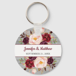 Burgundy Pink Floral Wedding Brautparty Gefallen Schlüsselanhänger