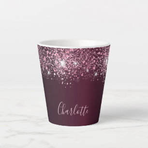 Burgundy Pink Glitzer Namenskript Milchtasse