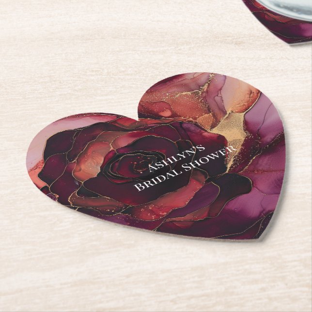 Burgundy Pink Gold Floral Brautparty Untersetzer (angewinkelt)