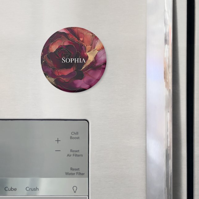 Burgundy Pink Gold Floral Magnet (In Situ (Kühlschrank))