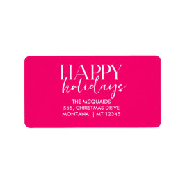 Burgundy Pink Modern Geometric Christmas Adressaufkleber