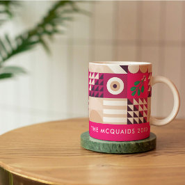 Burgundy Pink Modern Geometric Christmas Kaffeetasse