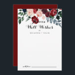 Burgundy Pink Navy Blumenzwiebeln Wünsche Hinweiskarte<br><div class="desc">Diese bordeauxrosafarbene Blumenhochzeit wünscht sich einen Gutschein für eine rustikale Hochzeit. Die Einrichtung besteht aus Aquarellpink, Rosa, Blau, Marinebäume, Blauen und Bordeaux, Rose mit grünem Blattwerk, die schön zu eleganten Bouquets zusammengefügt sind. Diese Karten sind ideal für Hochzeiten, Brautparty, Babydusche, Graduiertenfest u.v.m. Personalisieren Sie die Karten mit den Namen der...</div>