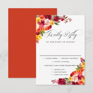 Burgundy Pink Oran Wedding RSVP Card, Optionen zum Karte