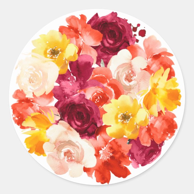 Burgundy Pink Orange Klassische Rundsticker Runder Aufkleber (Vorderseite)