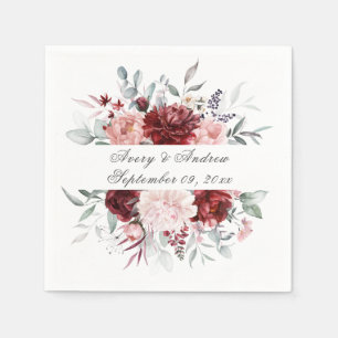 Burgundy Pink Personalisierte Drehschrift Wedding Serviette