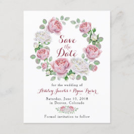 Burgundy Pink Rose Bloral Wedding Save the Date