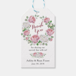 Burgundy Pink Rose Floral Wedding Vielen Dank Geschenkanhänger