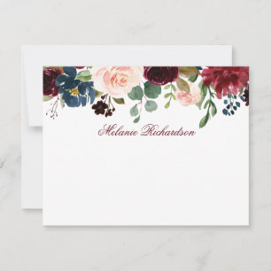 Burgundy Pink Wasserfarbe Personalisiert Mitteilungskarte