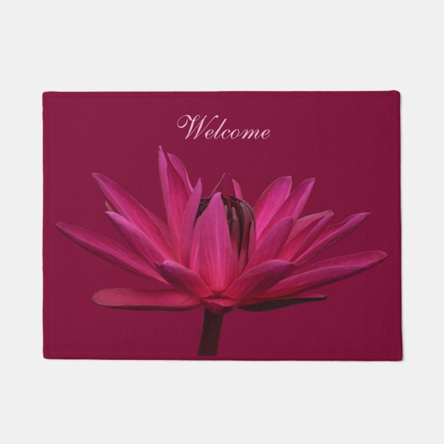 Burgundy Pink Wasserlilie Door Mat Rug Fußmatte (Vorderseite)