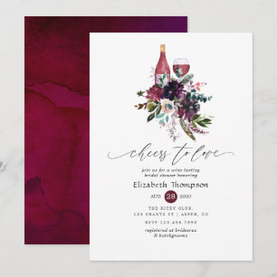 Burgundy Plum Red Wine Degustation Brautparty Einladung