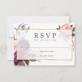 Burgundy Plum und Blush Geometric Wedding RSVP Karte