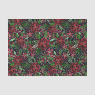 Burgundy Poinsettia Blume Wasserfarbe Seidenpapier